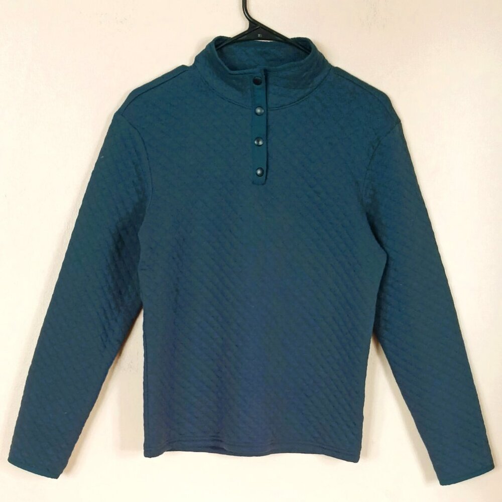 Boys Blue Fleece Quilted Pullover XL Quarter Snap Sweater Top